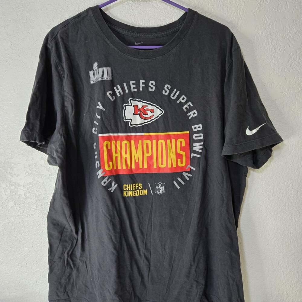 Kansas City Chiefs Shirt Mens XL Black Super Bowl LVII Champions Nike NFL Tee